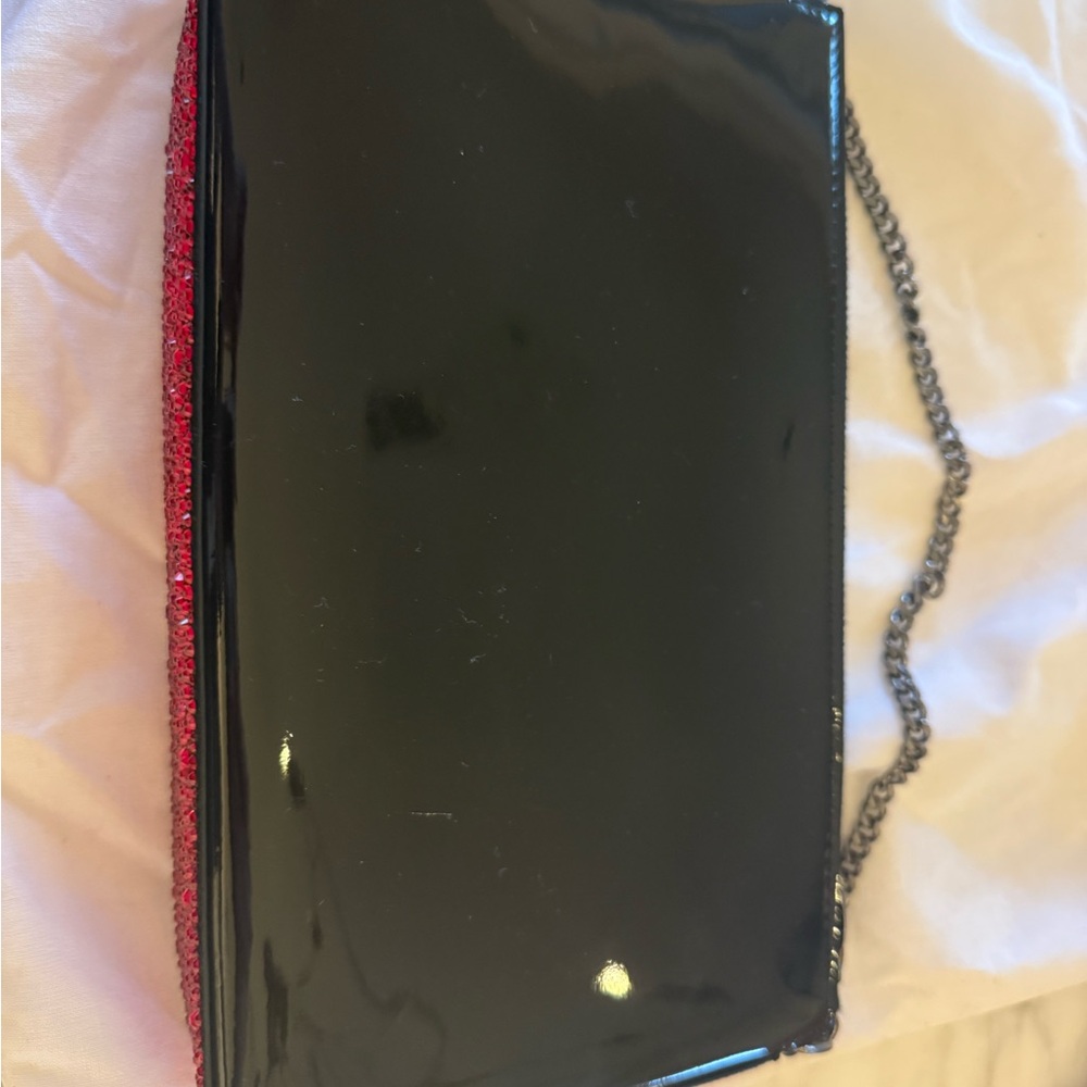 Christian Louboutin Loubila Black and Red Patent Strass Clutch - Picture 6 of 6